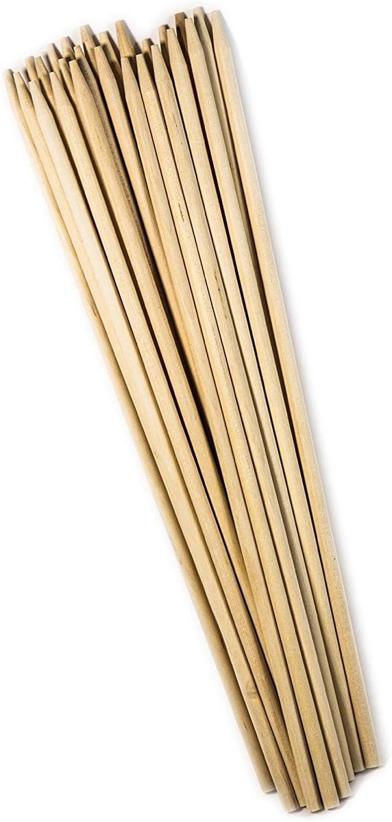 Set van 50 lange houten stokken voor marshmallows en barbecueën