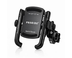 Proride® Telefoonhouder Fiets met anti-shock - GSM Houder Fiets - 360 Graden Draaibaar & Verstelbaar - Super snelle en Eenvoudige Bediening - Smartphone houder Fiets, Scooter, E-bike, Motor, Fatbike