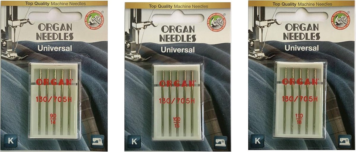 Set van 15 Universele Verstevigde Naaimachine Naalden voor Dikke Stoffen (Denim & Leer)