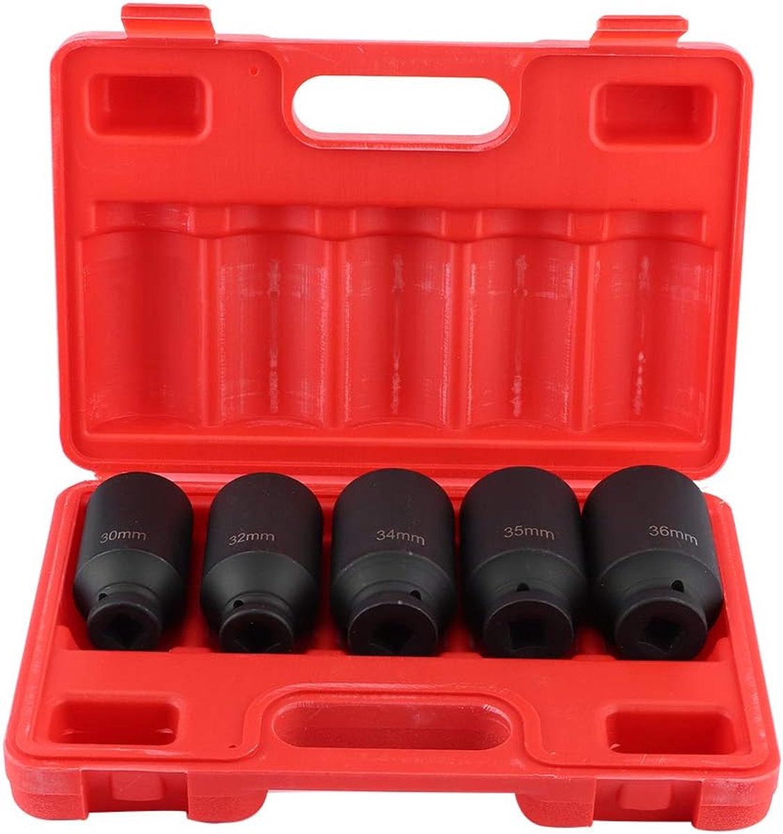 EGoods - Dopsleutelset 5-delig met gereedschapskist 1/2 inch ratel 30 32 34 35 36 mm.