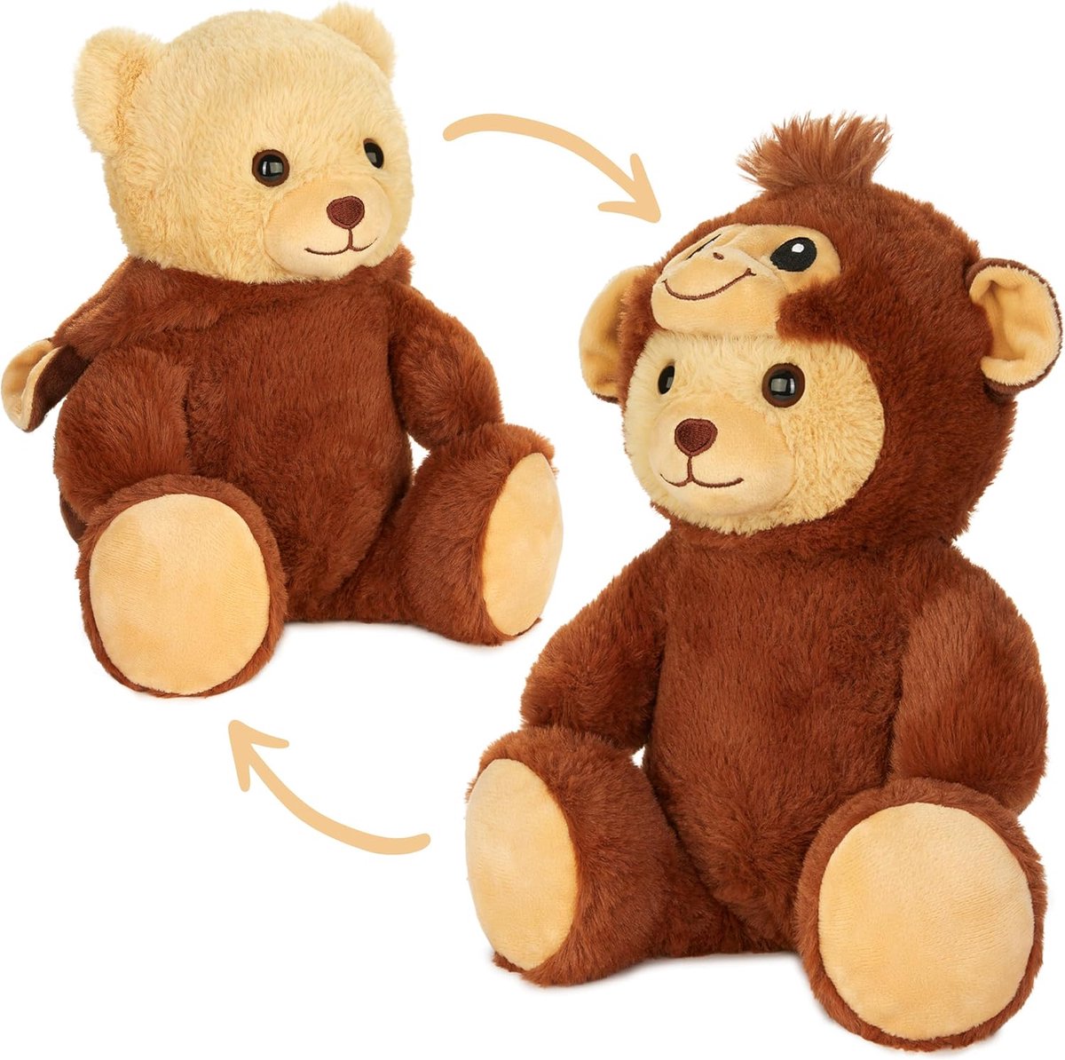 Zachte Teddybeer Knuffel in Apenkostuum met Kap - 25 cm Pluche Dierencadeau voor Kinderen