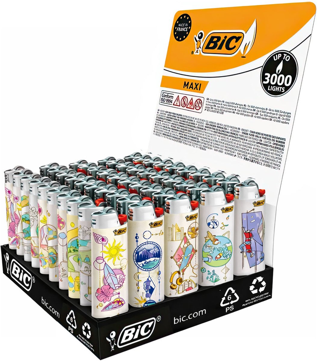 BIC® Maxi J26 aanstekers - Outdoor Passions - Display (50 stuks)