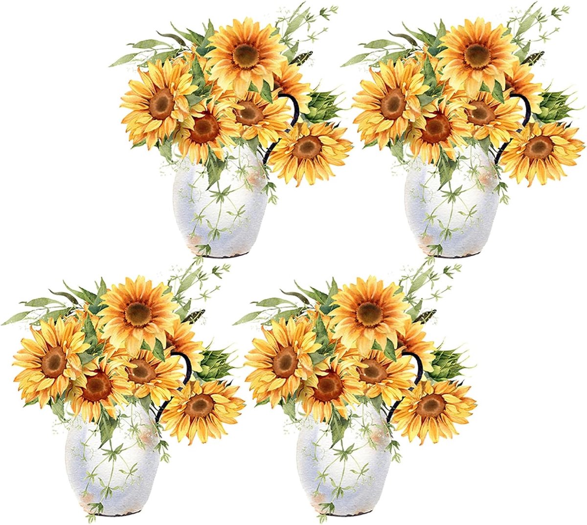 4x Zonnebloem WC-bril Stickers Zelfklevend | Waterdichte Badkamer Muurstickers Bloemen Dec