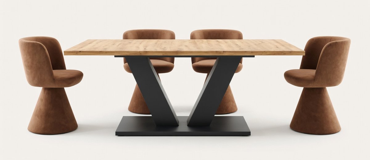 Verona Uittrekbare Eettafel - Modern Design, Antraciet & Wild Eiken - Robuuste Keuken- en Eettafel voor 6-8 personen - 150 x 76 x 90 cm Casa Serena