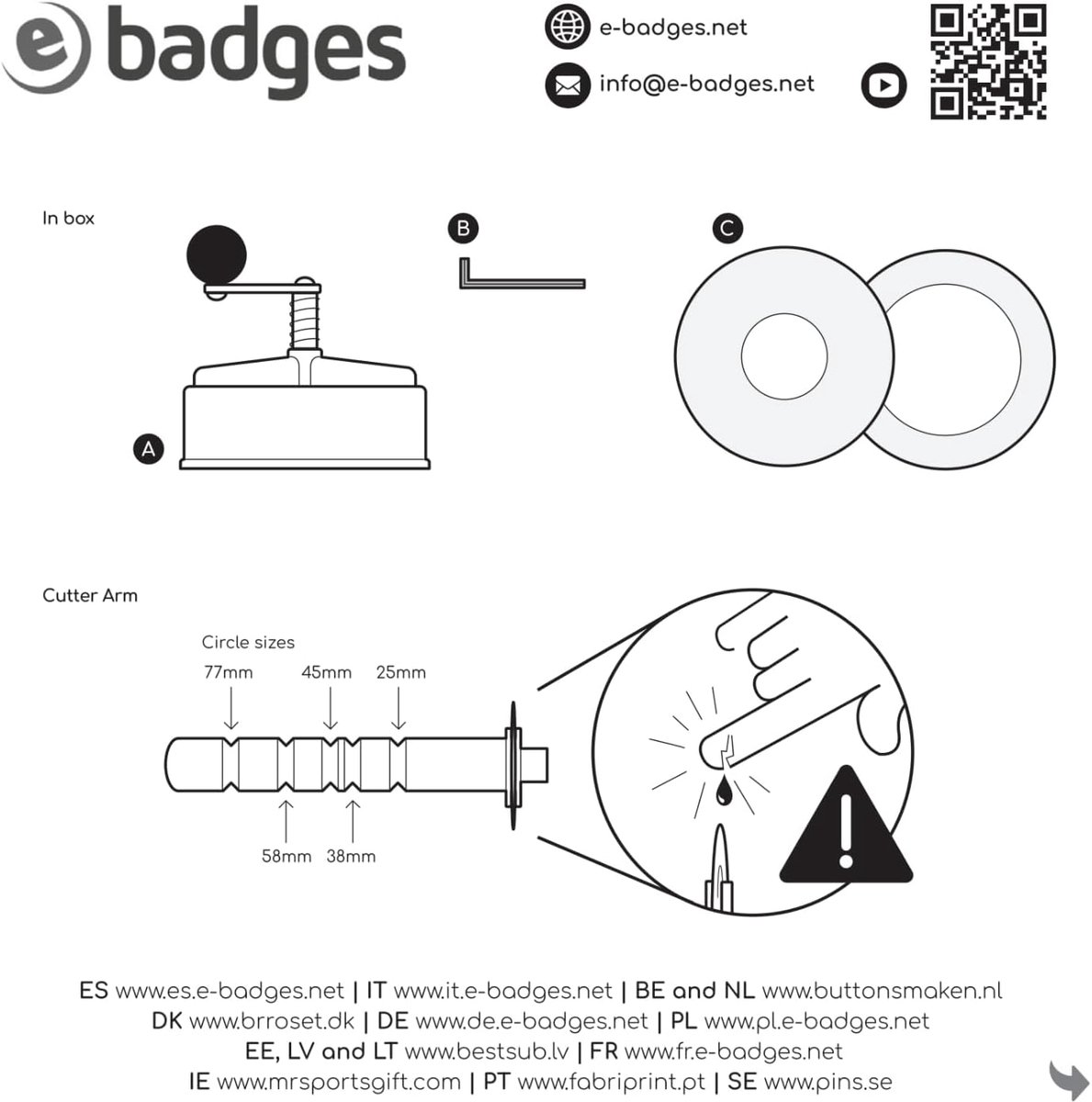 Verwisselbare Badge Machine Set met Cirkelsnijder - 38 mm
