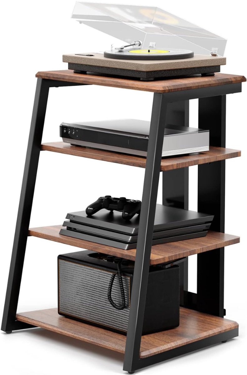 Aurixi® Platenspeler Meubel – Stand Platenspelerstandaard - Rustieke Platenopbergkasthouder - Bruin - 52cm x 61cm x 78cm