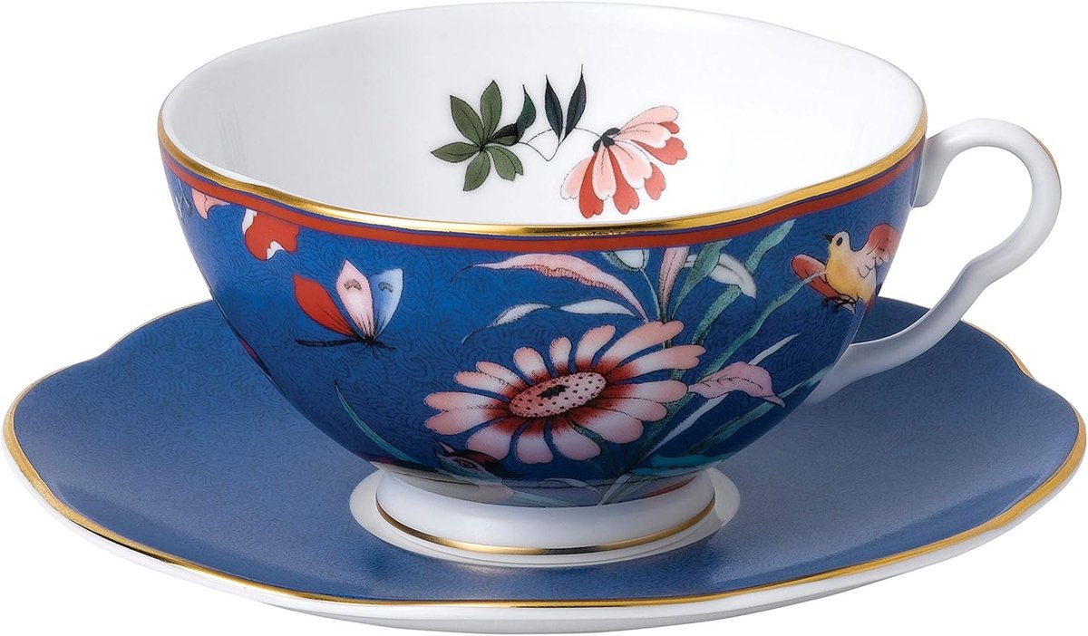Luxe Theekop en Schotel van Fijn Bot China - Bloemenpatroon - 200 ml