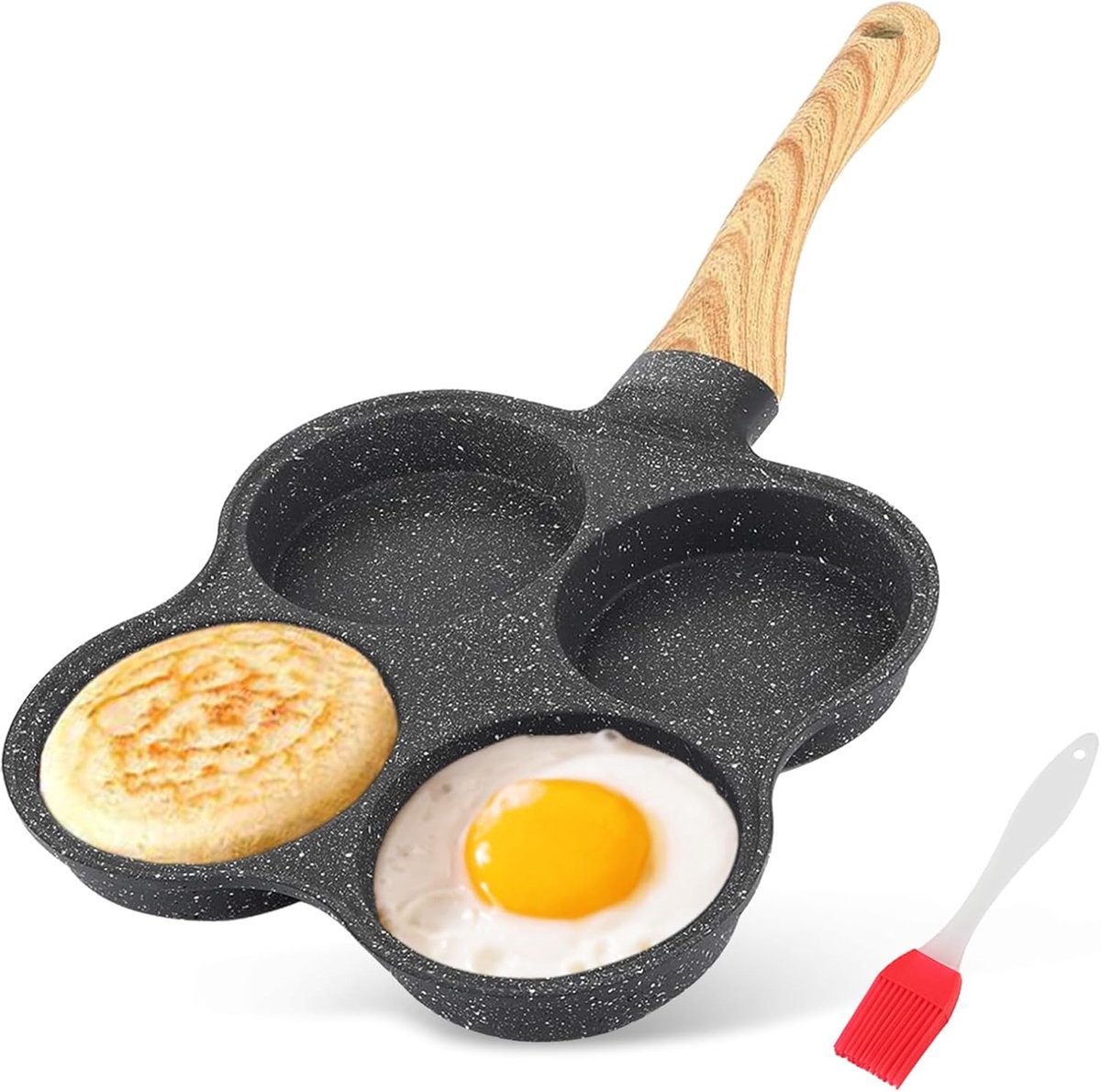 Koekenpan voor 4 Eieren Omeletvorm Ontbijt Pan voor Gas en Inductie