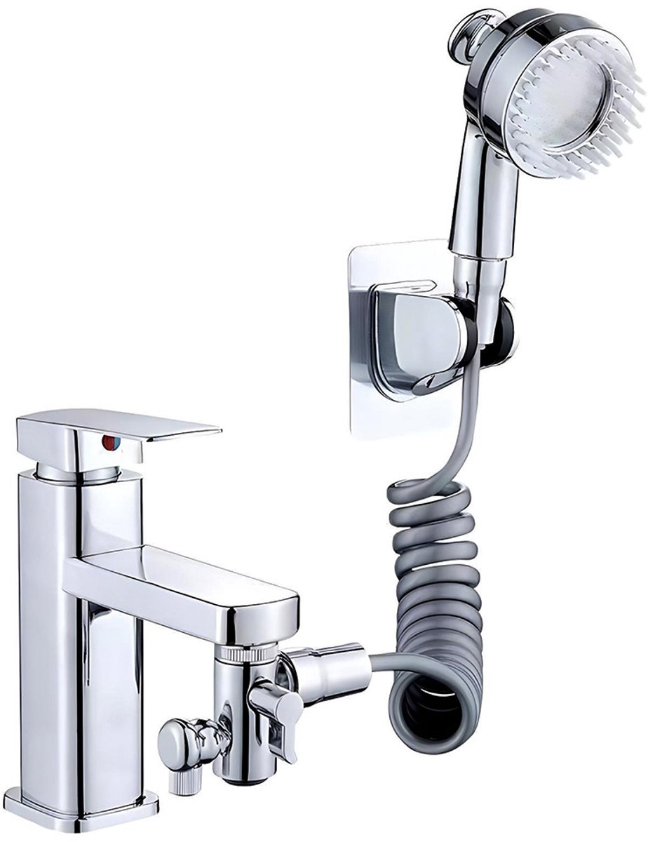 Multifunctionele Universele Kraan - 3-In-1 Multifunctionele Kraan - met 360° Draaibare Kraan en Massagedouchekop - Universele Sproeifilterkraan - 1 Set - Zilver