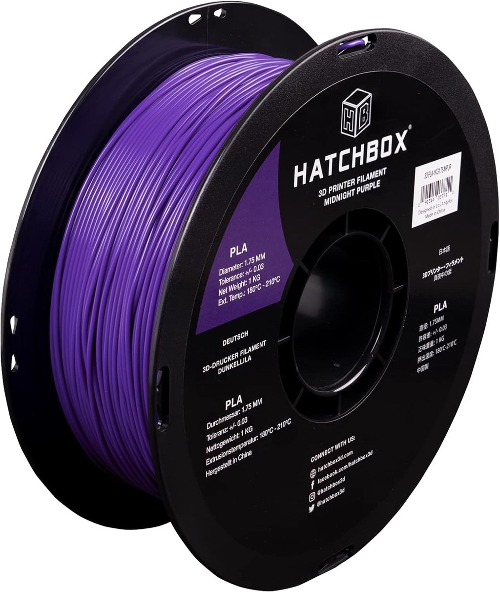 3D Printer Filament - PLA Materiaal - Objecten Printen - Maatnauwkeurigheid +/- 0.02mm - 1.75mm 1kg - Middernacht Paars