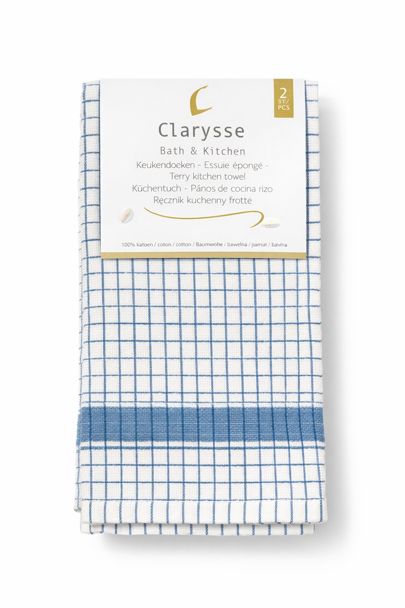Clarysse Keukendoek Multifunctional Wit/Blauw 50x70cm