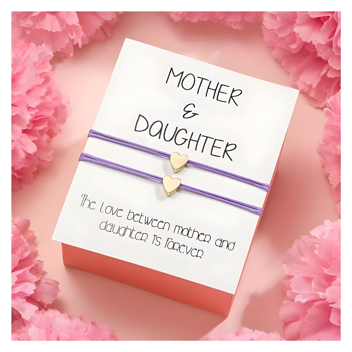 Moeder en Dochter Armband Set - Paars - Matching Hartjes Armband - Cadeau voor Mama en Dochter - Vriendschapsarmband Set