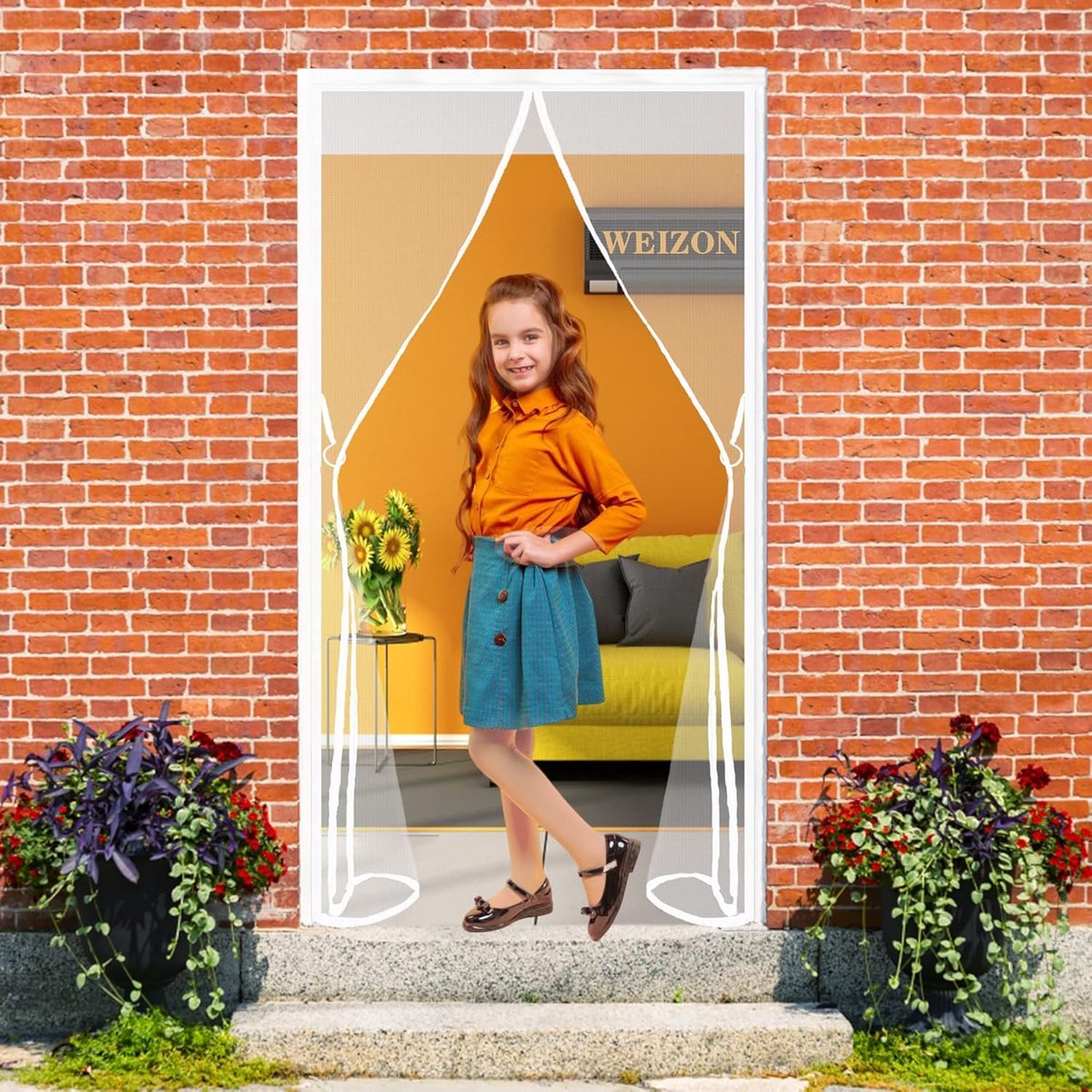 Magnetische Hordeur Zonder Boren - Automatisch Sluitend Horrenhor voor Openslaande Deur en Terrasdeur - 155x265 cm Wit