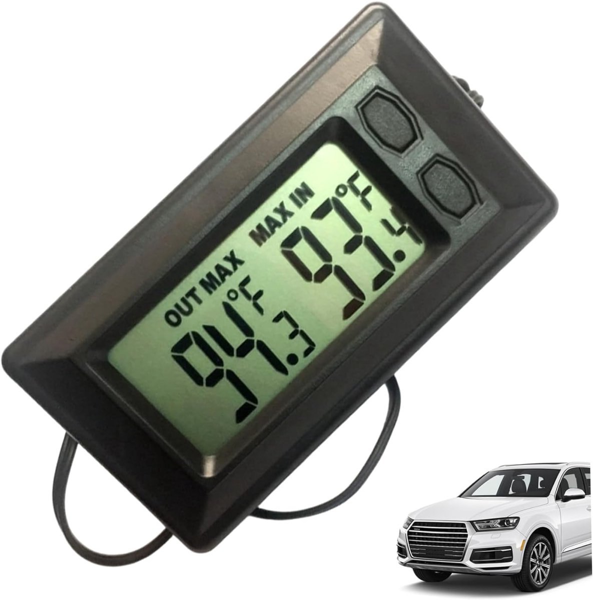 Digitale Autothermometer - Temperatuurmeter Auto - Binnen Buiten - Draagbaar Mini LCD - Compact Formaat - Zwart