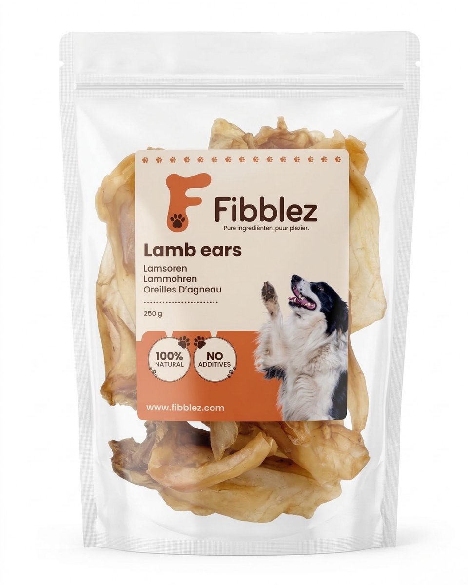 Fibblez – Lamsoren voor Honden 250g – 100% Natuurlijk Lam – Gedroogde Hondensnack – Kauwproduct