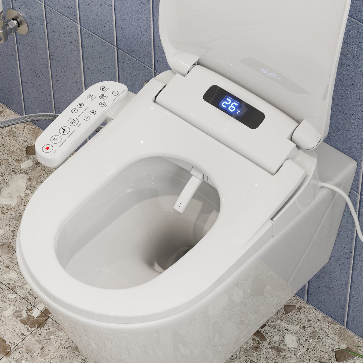 HOROW DoucheWC – Bidet Wc Met Afstandsbediening & Föhn - Douchewc Bril Sproeier - Japans Toilet - Extra stevig