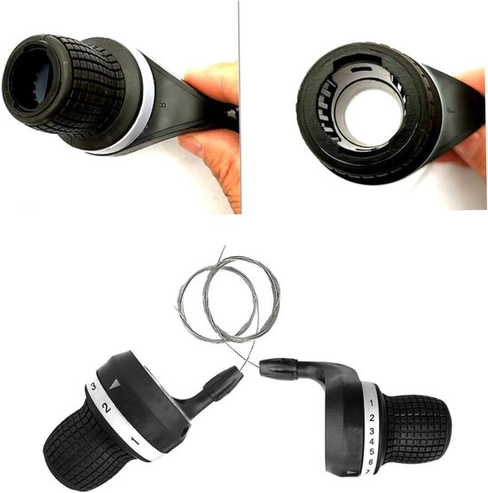 Set van 2 Twist Grip Shifters voor Fietsen met 21 Versnellingen en Antislip Handvatten van Merkloos — afbeelding 3