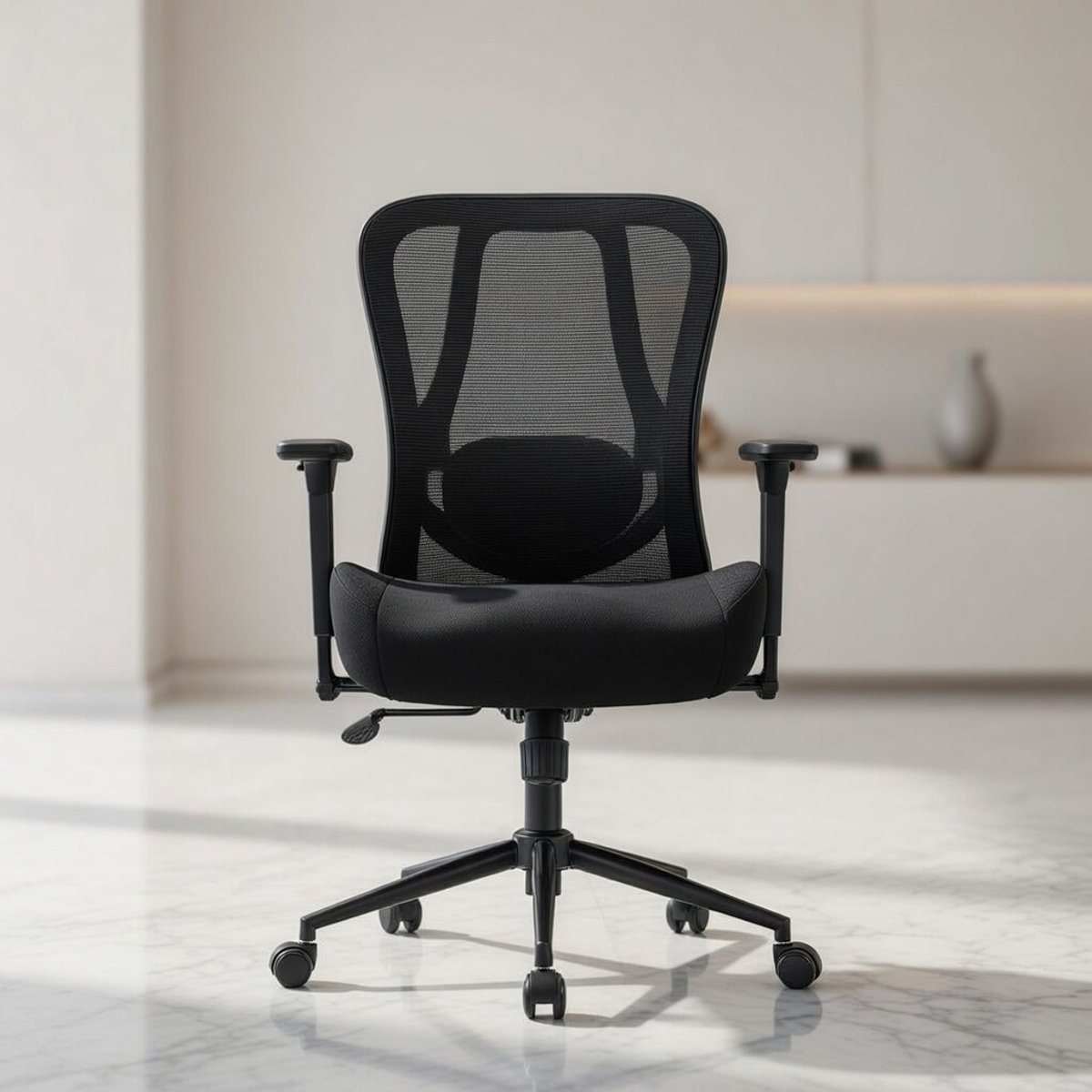 Premium ergonomische bureaustoel - Draaistoel voor Thuiskantoor - Draagvermogen 230 kg - Verstelbare lendensteun en armleuningen - mesh - Extra dikke stoelen 15 cm - Comfortabele werkstoel Zwart Ca...