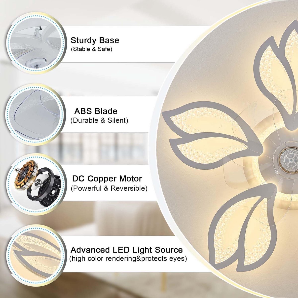 Moderne Plafondventilator met Dimbare LED-Verlichting en Afstandsbediening – foto 2
