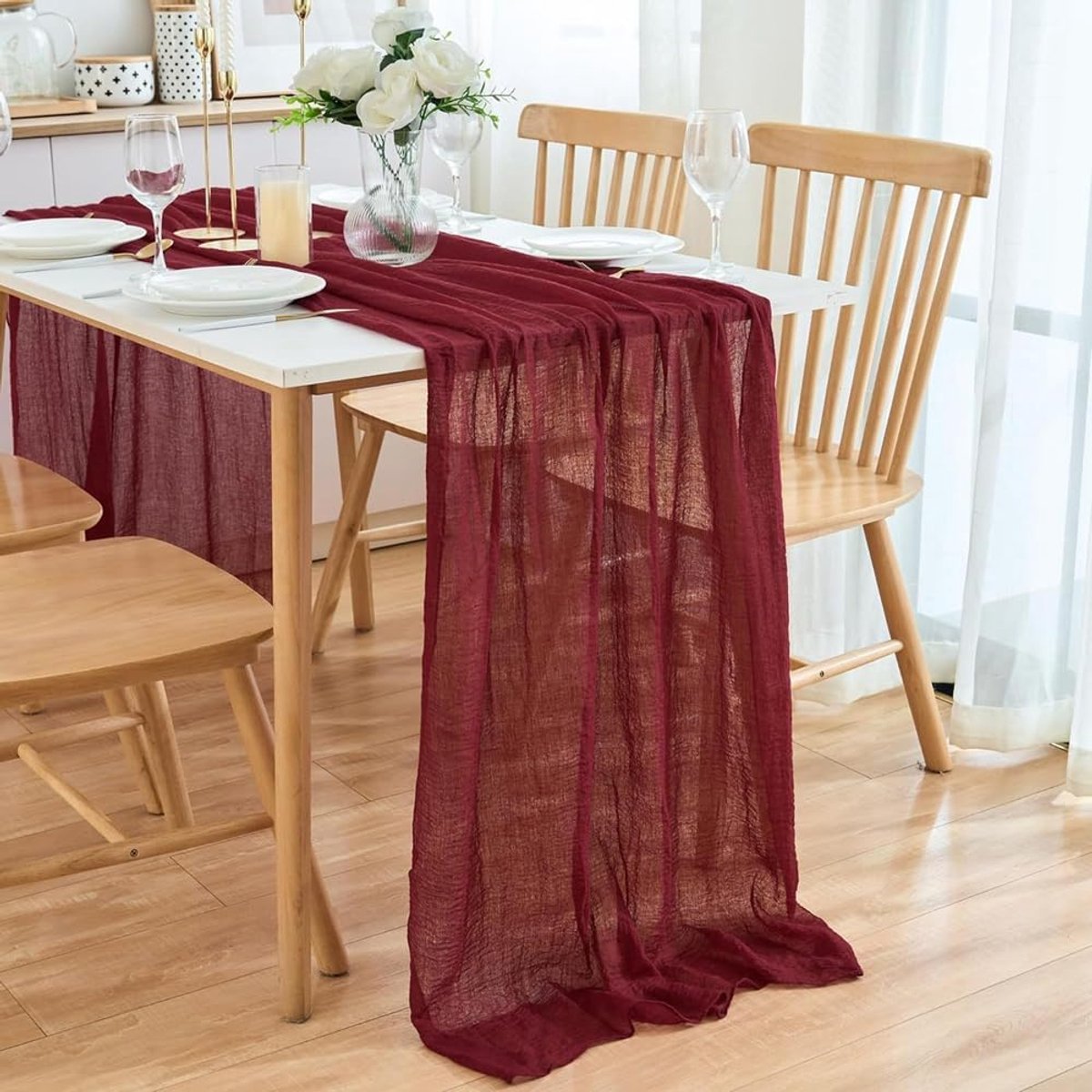 Lange Tafelloper van Chiffon 75 x 300 cm voor Bruiloft en Feestdecoratie