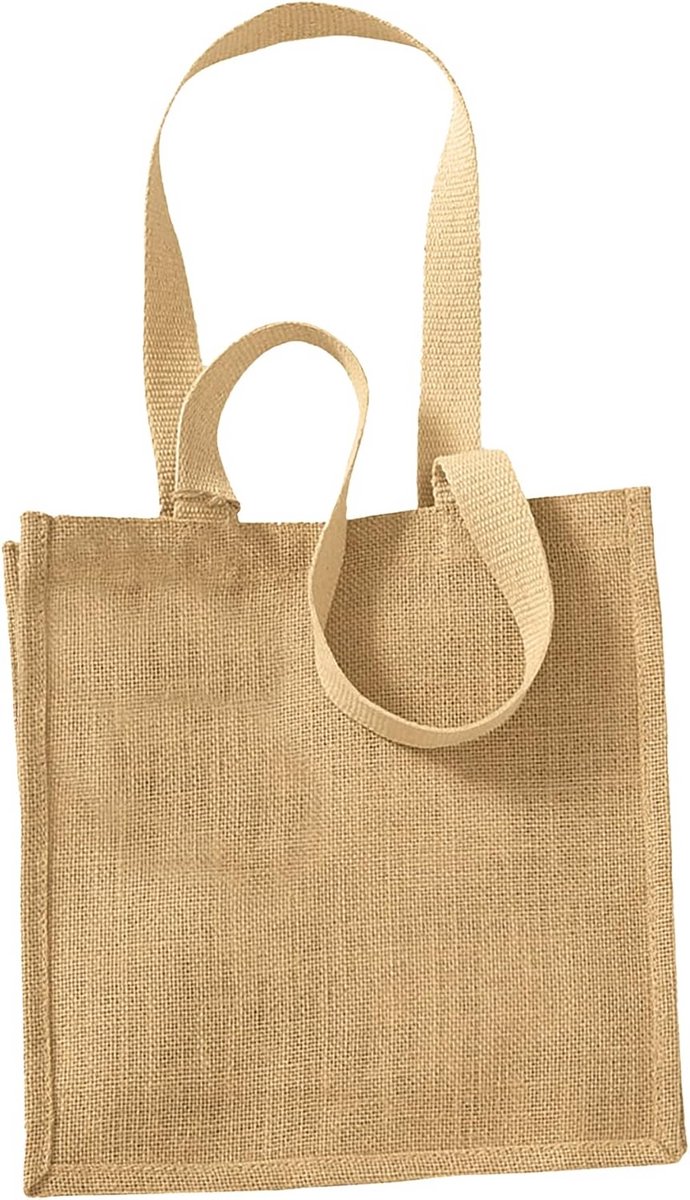 Compacte Jute Tas met Katoenen Handvatten - Natuurlijk Draagtas