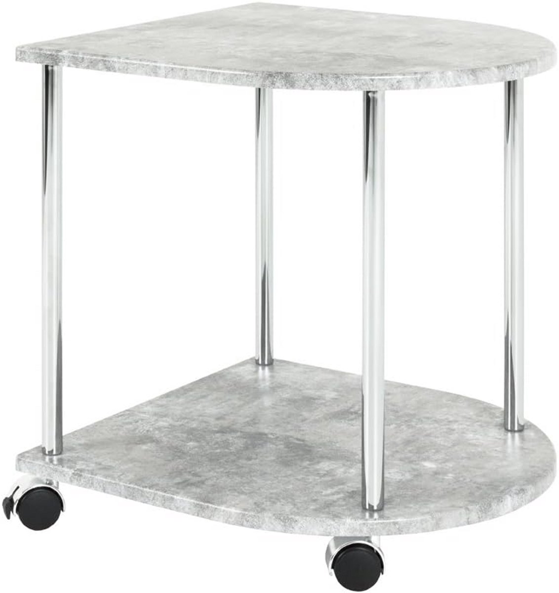 Compact Bijzettafel op Wielen Betonlook - Moderne Stalen Trolley