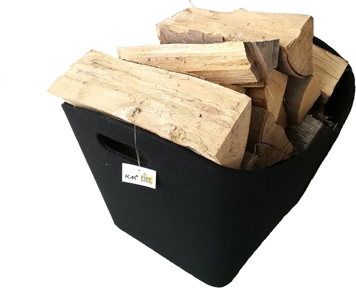 Vilten Opbergmand - Houtmand - Haardhout Opslag - Robuuste Constructie - 50x30x30 cm - Zwart — cadeau in Wonen & Interieur - foto 2