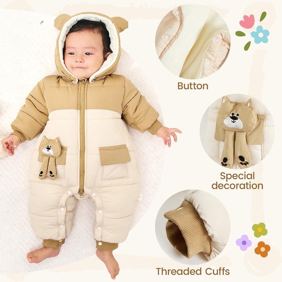 Warme Baby Sneeuwpak Fleece Overall met Capuchon voor Jongens en Meisjes - Winterkleding 6-24 Maanden — afbeelding 5