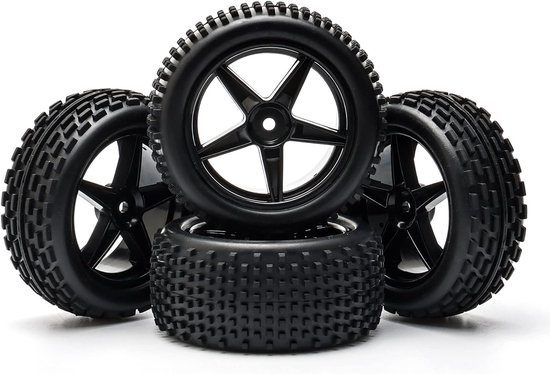 RC Auto 1/10 Schaal Off Road Voor- en Achterwielen met Zwarte Banden (Set van 4) van Merkloos	 — afbeelding 4