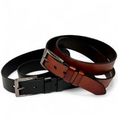 Lot de ceintures en cuir – 2 pièces – 100 % cuir véritable – 3,5 cm de large – Noir et Cognac