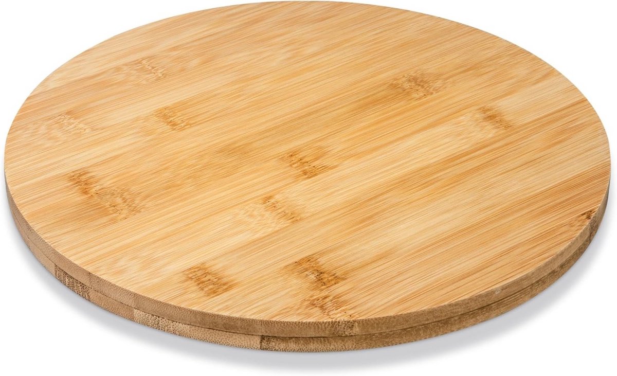 Ronde Houten Draaiplateau 35,5 cm - Bamboe Serveerplank, Kaasplank en Kookblad