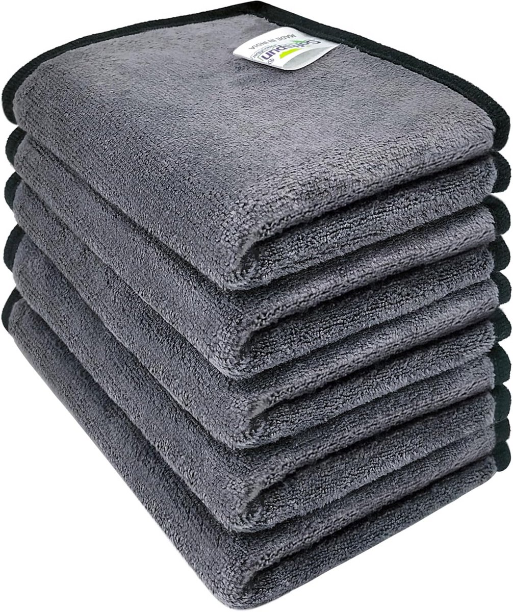 Super Absorberende Microvezel Doekjes 5 Stuks Grijs 500 GSM - Dunne Rand