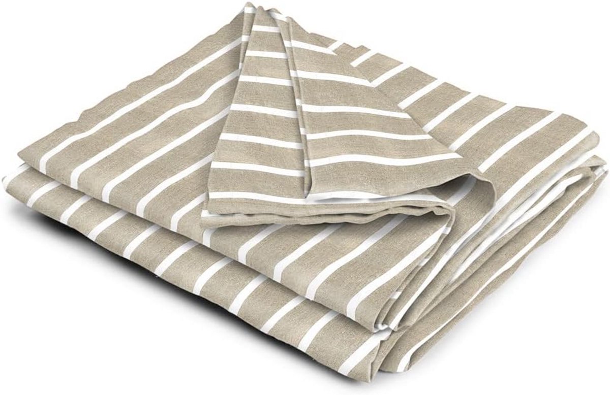 Witte Gestreepte Katoenen Sprei 160x250 cm voor Eenpersoonsbed en Frans Bed