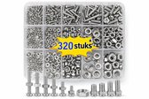 320 Stuks RVS Bouten en Moeren Assortiment – M2, M2.5, M3, M4, M5 – Inclusief Ringen en Opbergdoos