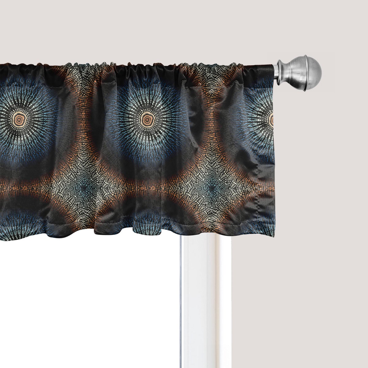 ABAKUHAUS Mandala raamvalletje, gordijnvalletje voor keuken en slaapkamer met tunnelzoom, 137 cm x 30 cm, meerkleurig