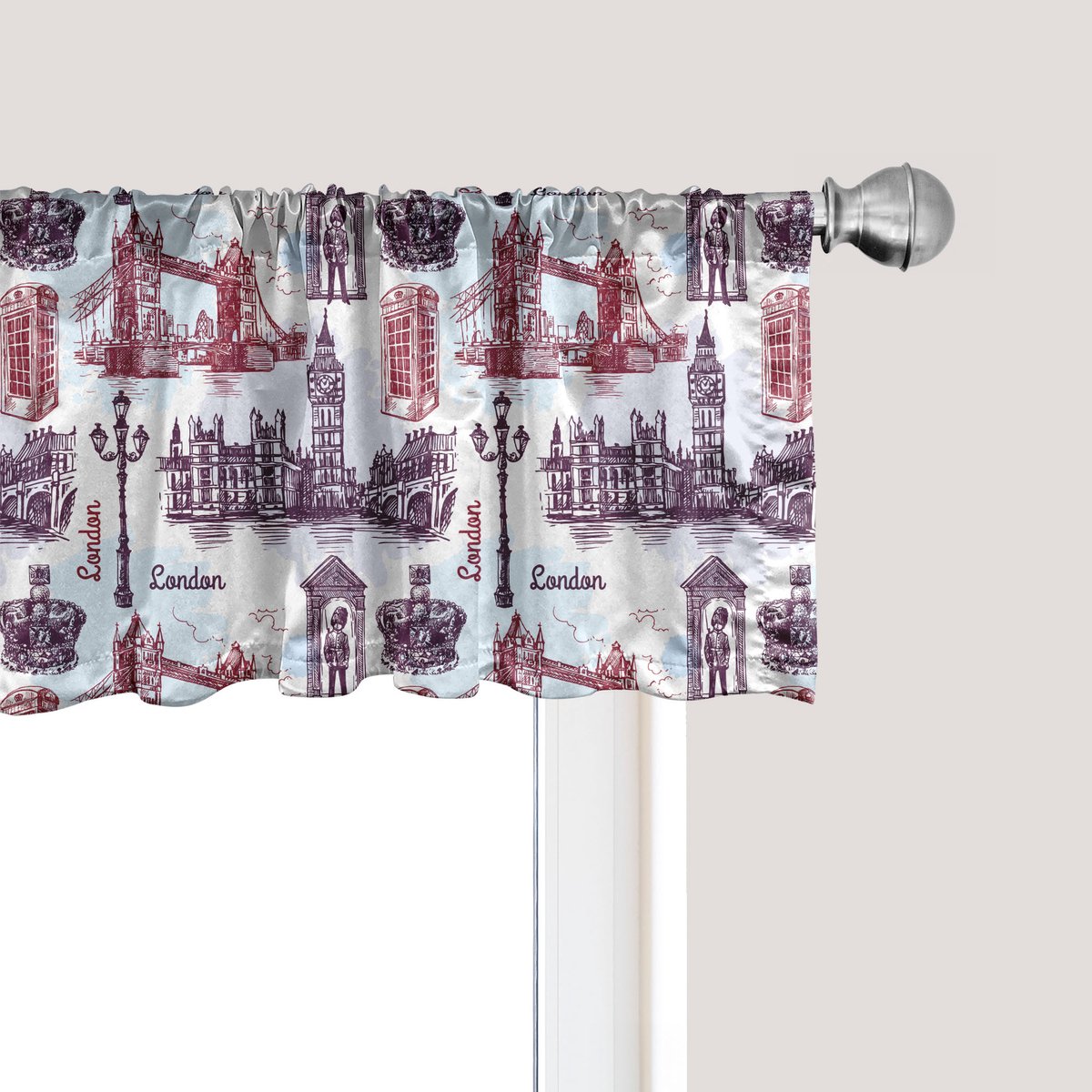 ABAKUHAUS London raamvalletje, gordijnvalletje voor keuken en slaapkamer met tunnelzoom, 137 cm x 45 cm, lichtblauw aubergine