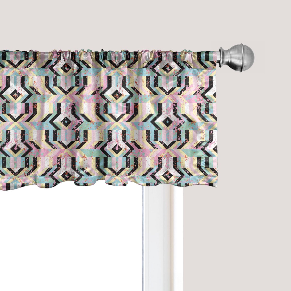 ABAKUHAUS Art Raamvalletje, Gordijnvalletje voor Keuken en Slaapkamer met Tunnelzoom, 137 cm x 45 cm, Multicolor