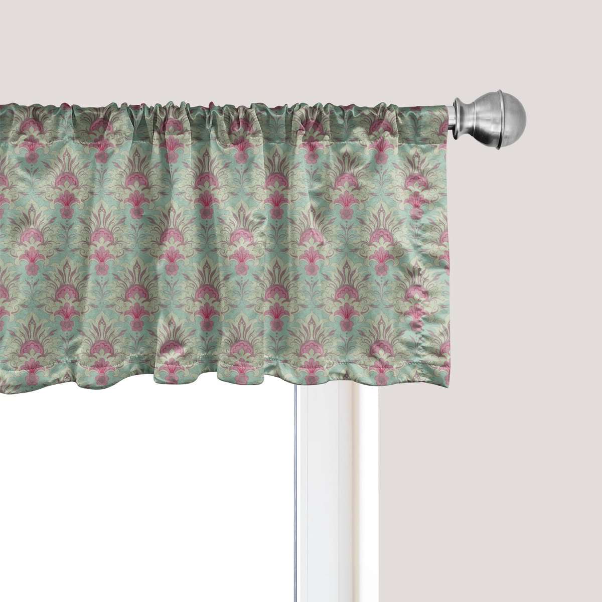 ABAKUHAUS Damast raamvalletje, gordijnvalletje voor keuken en slaapkamer met tunnelzoom, 137 cm x 45 cm, veelkleurig
