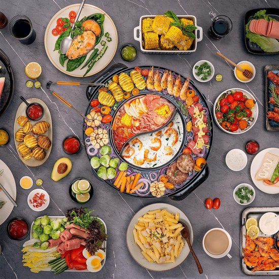Koreaanse Grillpan,Antiaanbak Koreaanse Stijl BBQ Gietijzeren Pan | Multifunctionele Grillplaat, Compacte Camping Kookspullen Voor Tuin Binnen Picknick Feest