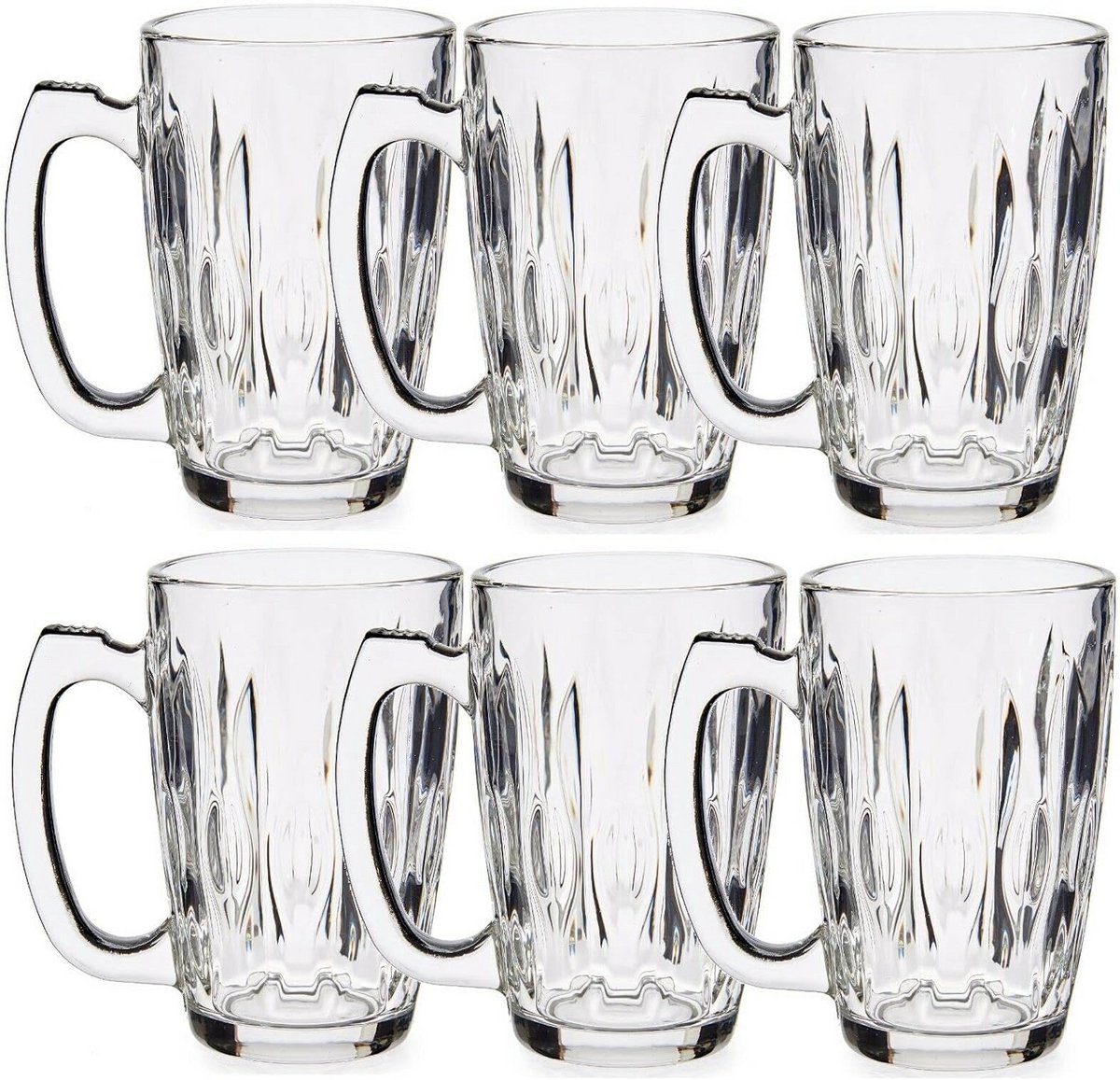 Set van 6 Grote Glazen Koffiemokken Cappuccino en Theeglazen 340ml