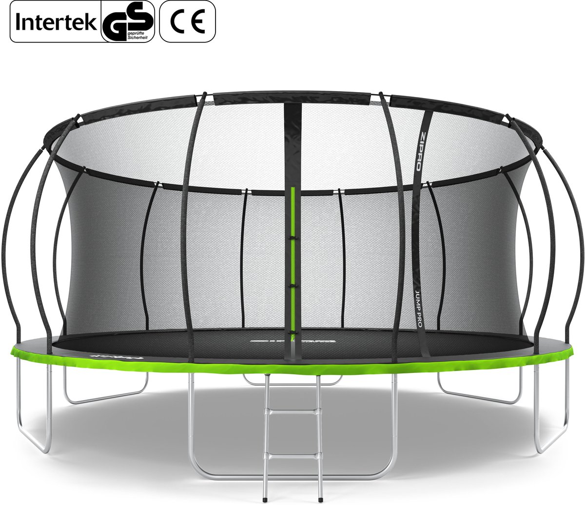 ZIPRO Jump Pro Premium - Trampoline met veiligheidsnet - Ø496cm 16FT - Voor kinderen en volwassenen - Inclusief Ladder - max. 150 kg - Extra Groot - UV-bestendig