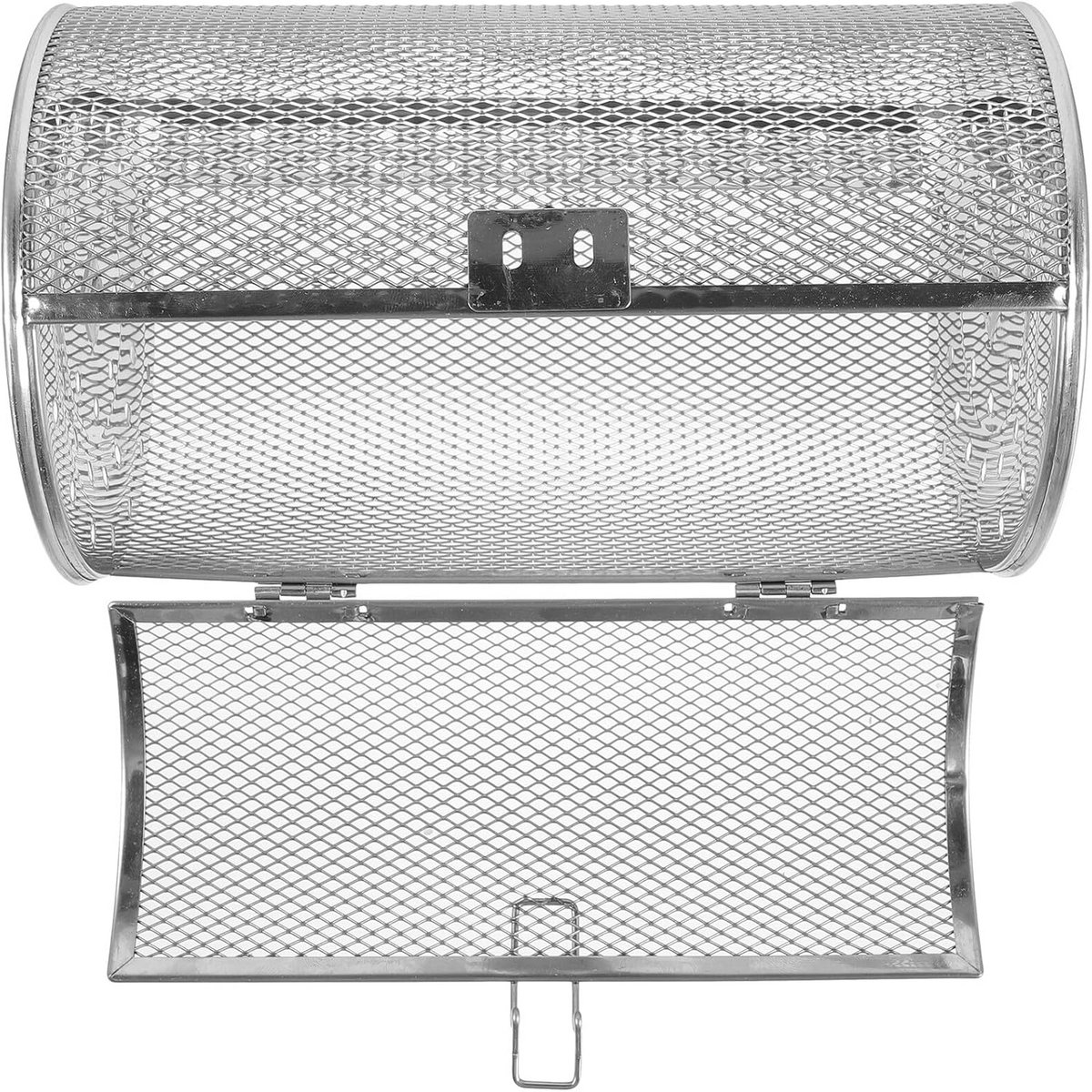 Roestvrijstalen Grillmand - Roterende Ovenmand - Barbecueën en Grillen - Kliksluiting Ontwerp - 26.5 x 14 x 14 cm - Zilver