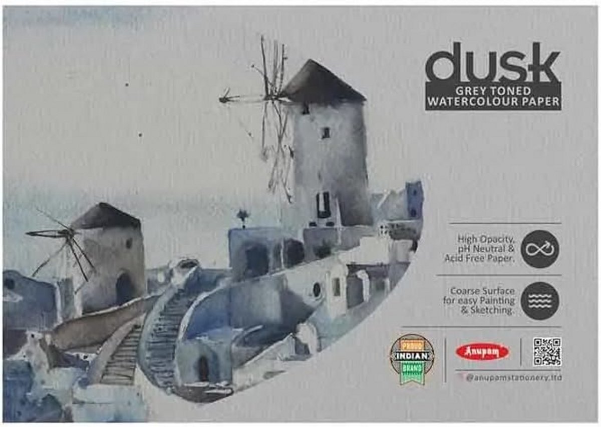 Aquarelpapier Pad Grijs - 225 GSM Koudgeperst - 15 Vel A4