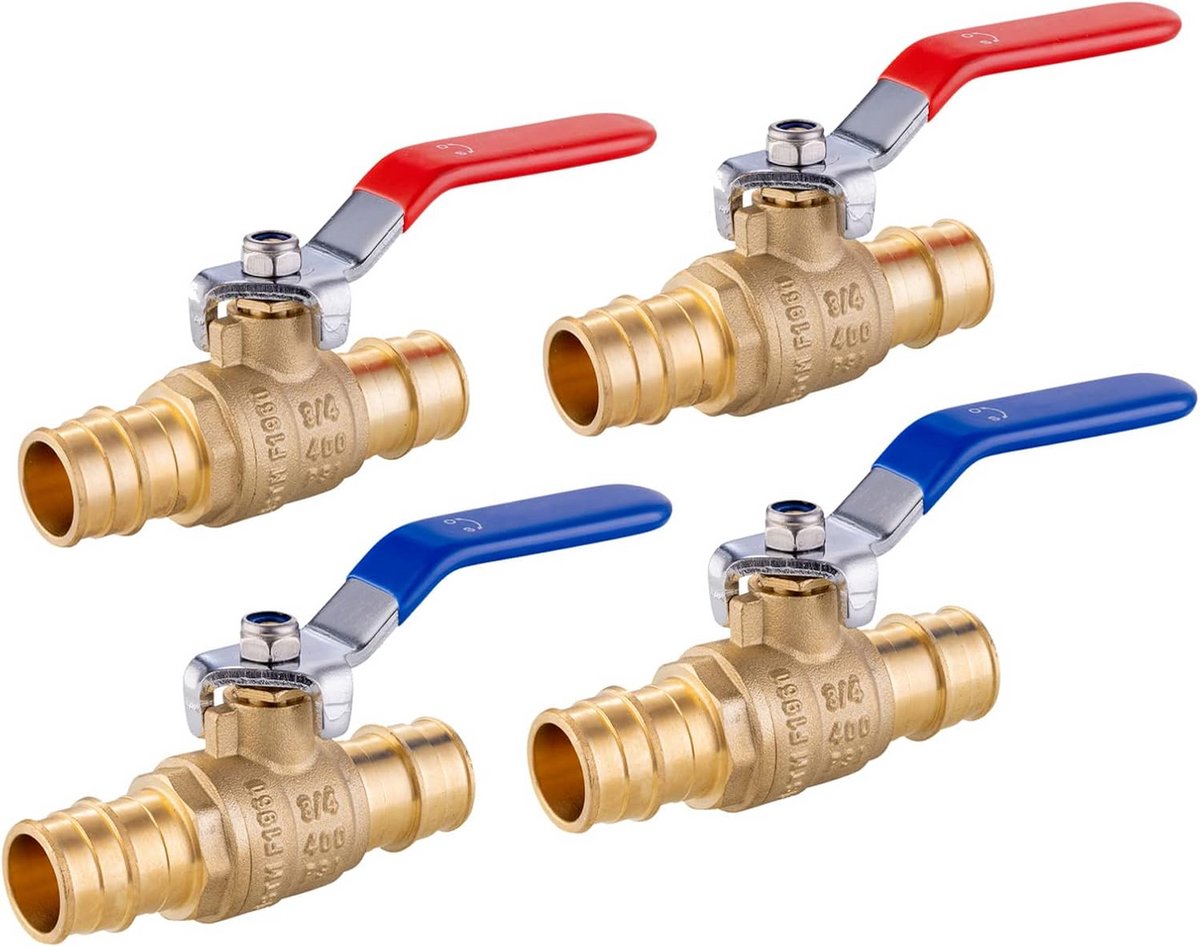 3/4 Inch PEX Expansie Kogelkraan Set (4 stuks) voor Warm en Koud
