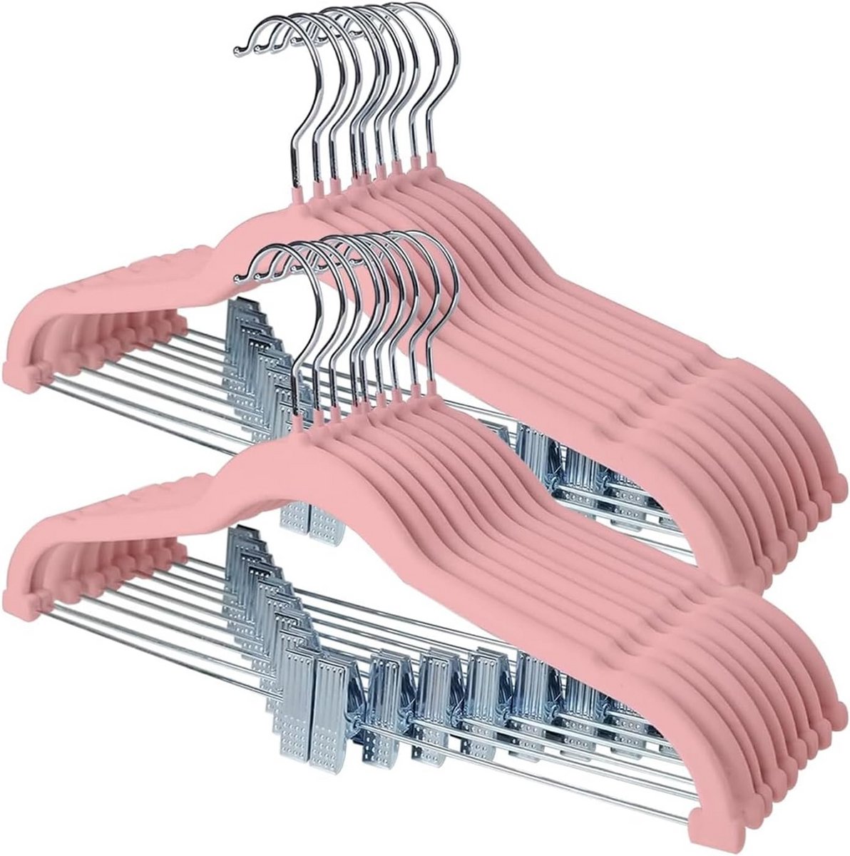 24 Stuks Stevige Hangers voor Kleding, Broeken en Rokken, Roze