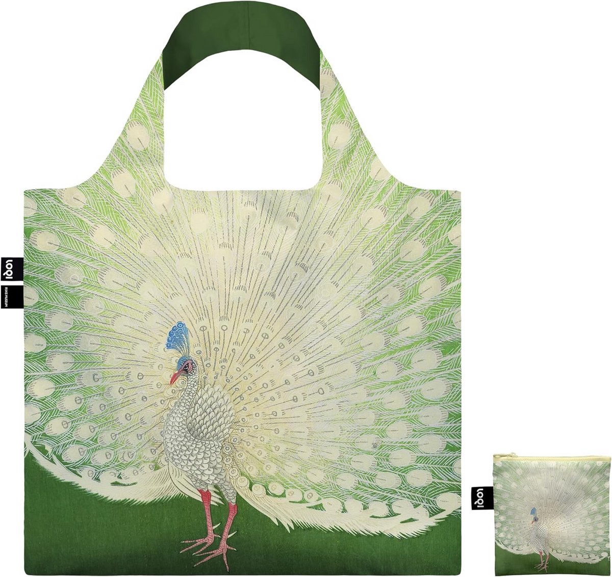 Herbruikbare Boodschappentas met Pauwprint uit Gerecyclede Materialen