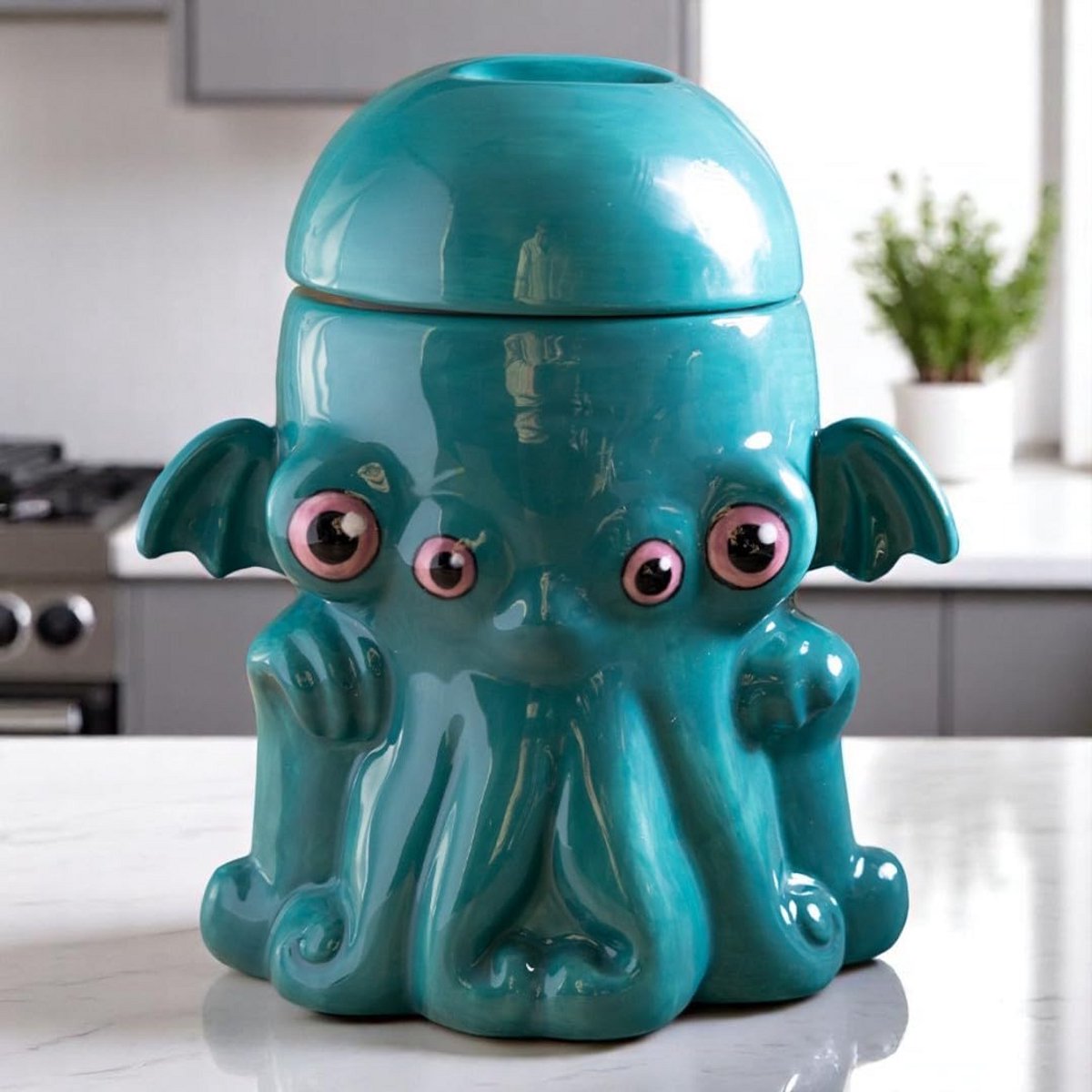 Griezelige Koekjespot met Octopus en Tentakels - Keramiek Keuken Opslag