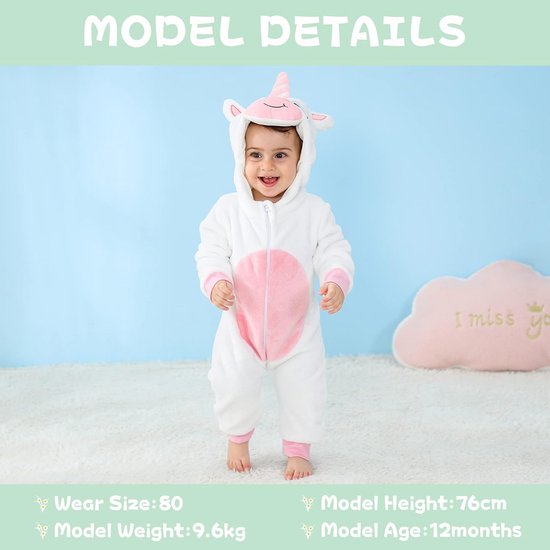 Warme Gevoerde Baby Jumpsuit met Capuchon voor Jongens en Meisjes van Merkloos — afbeelding 2