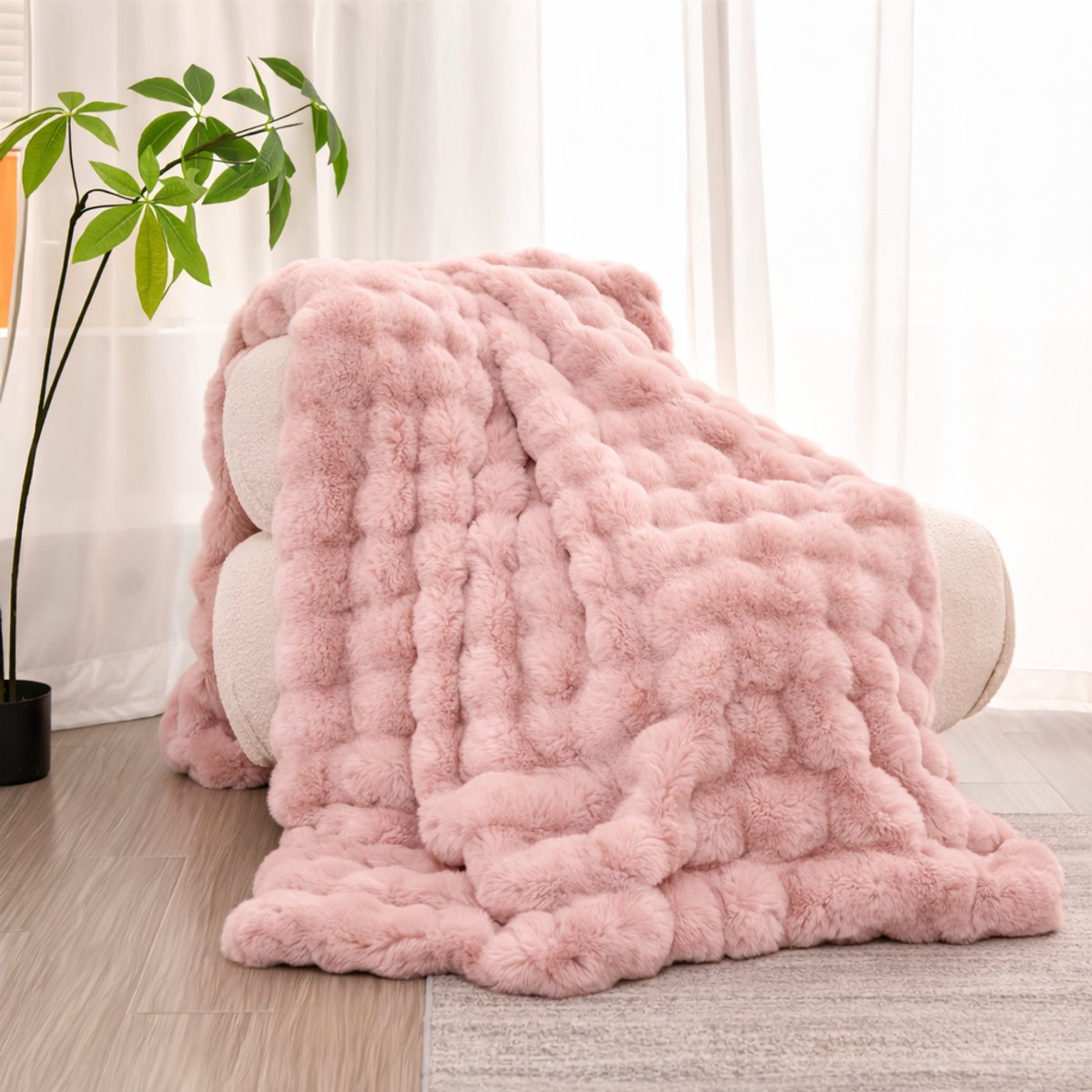 Signature 730 Fleece Deken 160x200 cm – 730 GSM Extra Dik – Luxe Zwaar & Ultra Zacht – Voor Bank en Bed - Roze