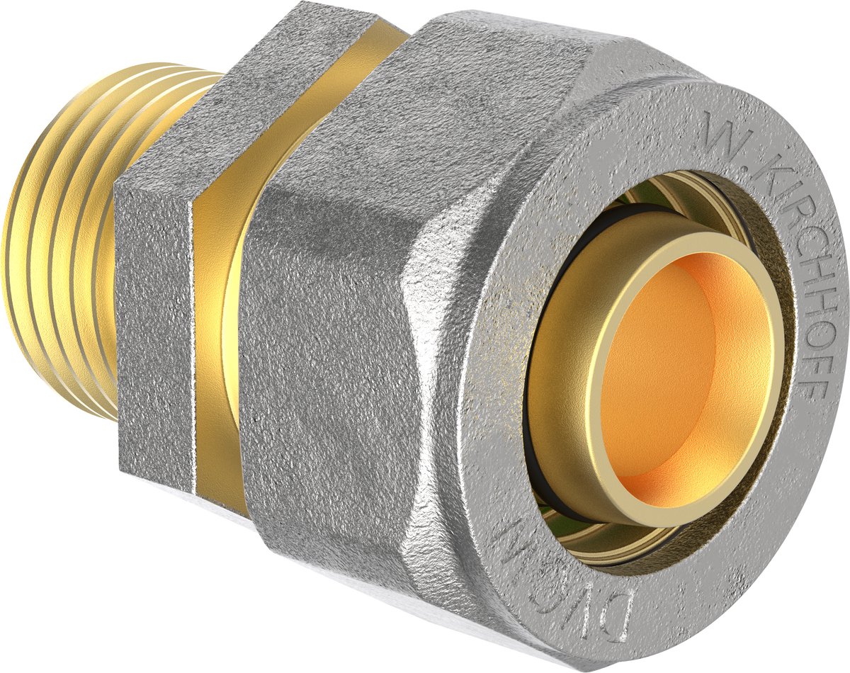 KIRCHHOFF MS overgangsstuk, blanco, 16 mm x 1/2"BU, knelfitting voor meerlagen buis